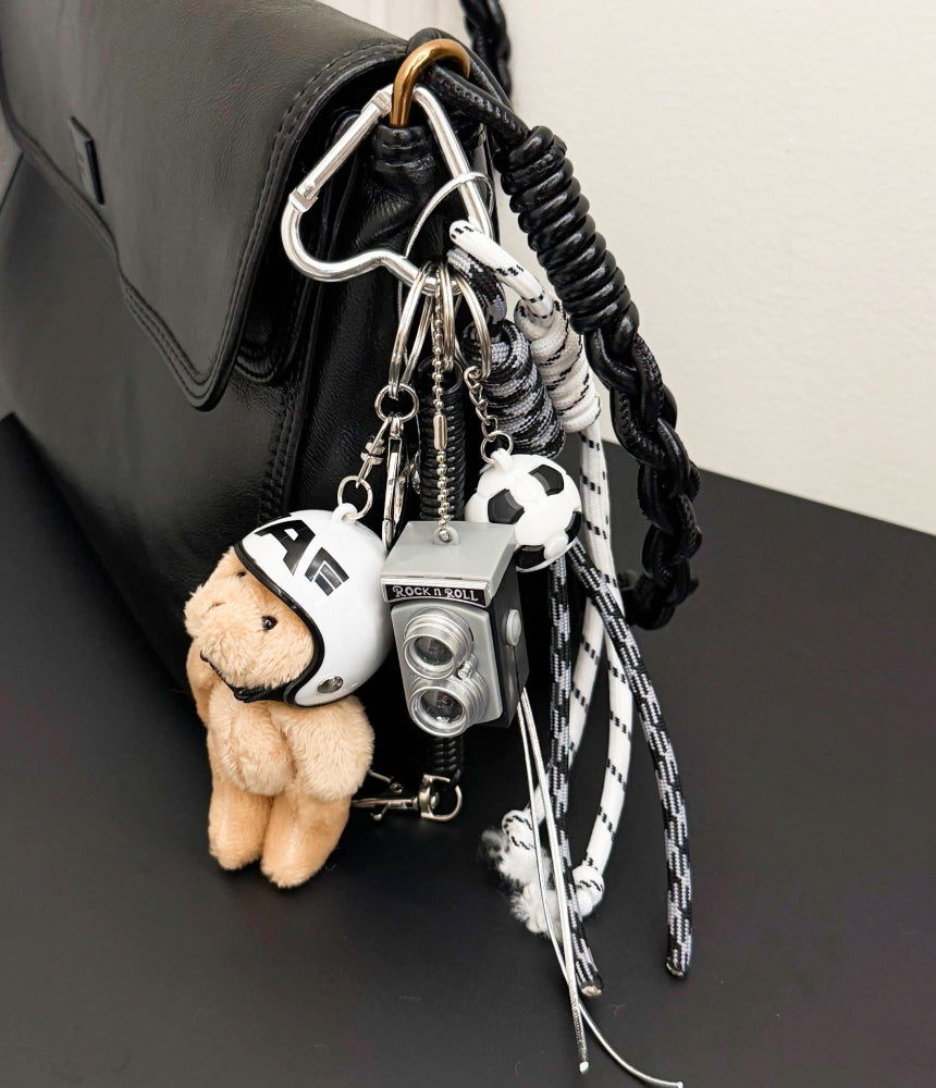 Helmet Bear with Retro Video Recorder